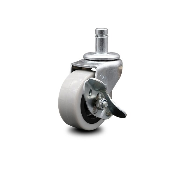 2 Inch Thermoplastic Rubber Wheel 7/8 Grip Ring Stem Caster with Brake SCC